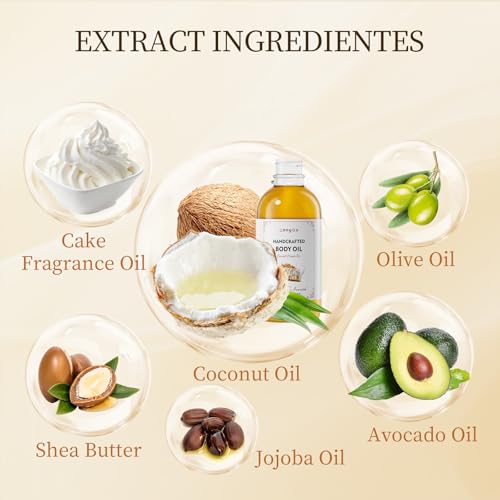 Gaayou Coconut Cream Pie Body Oil Handcrafted Body Oil Moisturizing Coconut Oil Soothing Comfort Scented Juicy Body Oil for All Skin Types