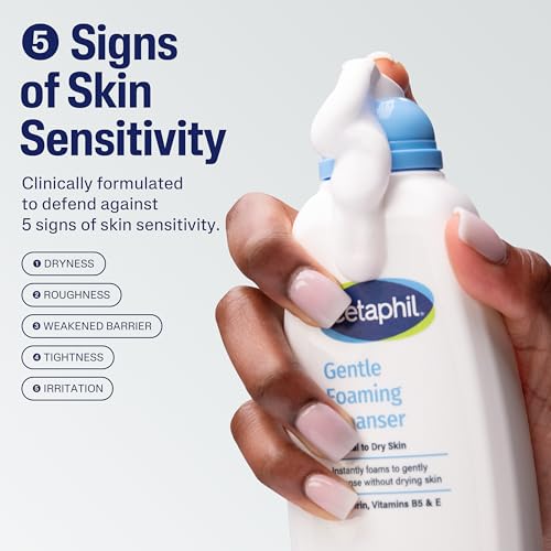 Cetaphil Oil Free Gentle Foaming Cleanser For Dry to Normal, Sensitive Skin, 8oz Pack of 2, Made with Glycerin and Vitamins B5 and E, Dermatologist Tested, Hypoallergenic, Soap Free, Fragrance Free