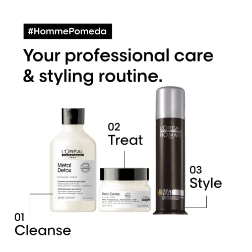 L'Oréal Professionnel Men’s Styling Pomade - For All Hair Types, Provides Medium Hold and Matte Finish