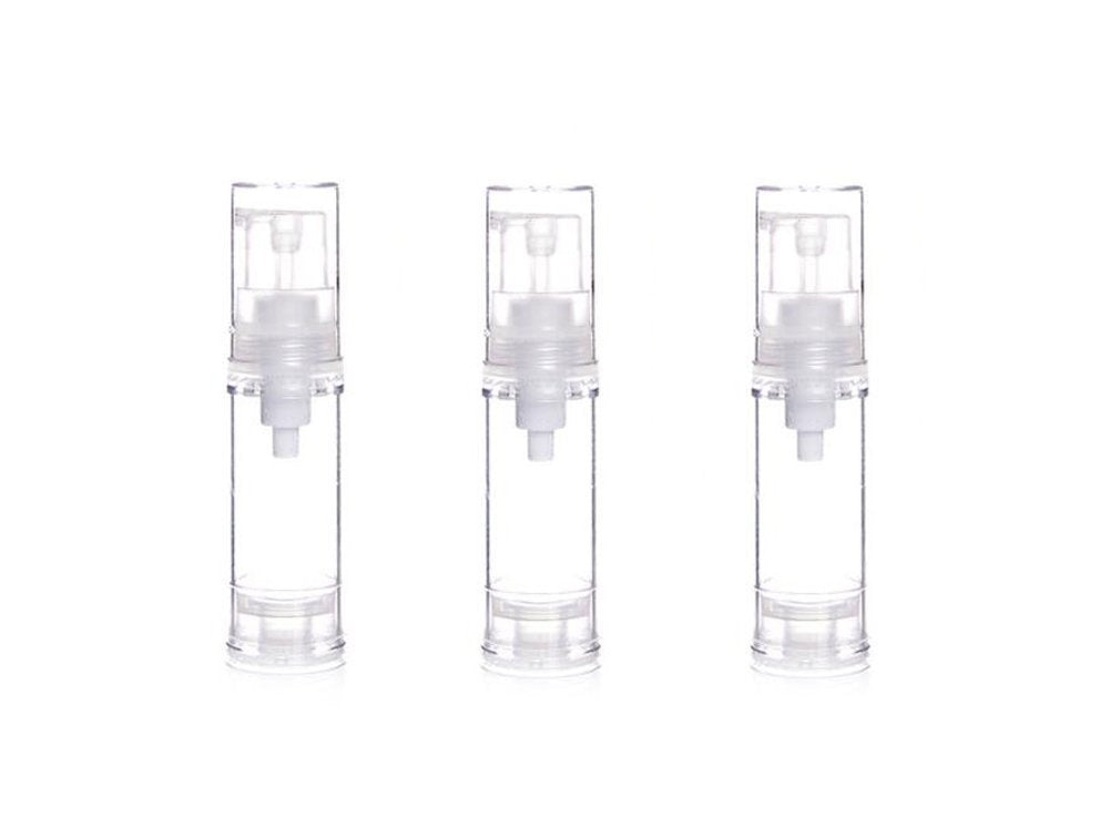 12Pcs Portable Empty Refillable Clear Plastic Airless Vacuum Pump Bottle Cosmetic Make-up Cream Lotion Sample Packing Toiletries Liquid Storage Container Vial Jars(10ml/0.34oz)