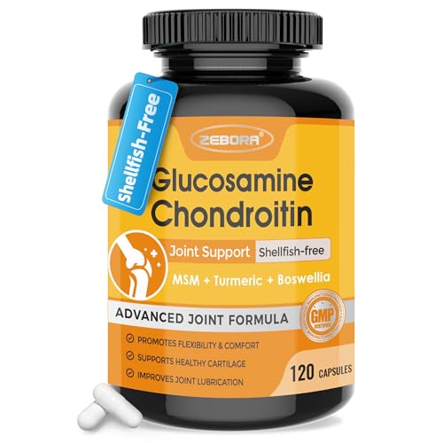 ZEBORA Glucosamine Chondroitin Joint Support Supplement, with MSM Turmeric Boswellia, Glucosamine Sulfate, Glucosamine Chondroitin MSM, for Joint Health & Relief Nutritional Supplements, 120 Capsules