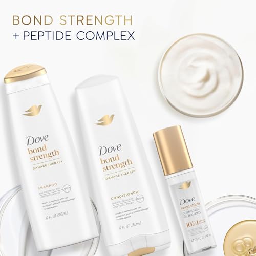 Dove Bond Strength, Damage Therapy System – Shampoo, Conditioner, 10-in-1 Shield Serum & Peptide Mask, Hair Repair Treatment, Anti-Frizz (4 Piece Set)