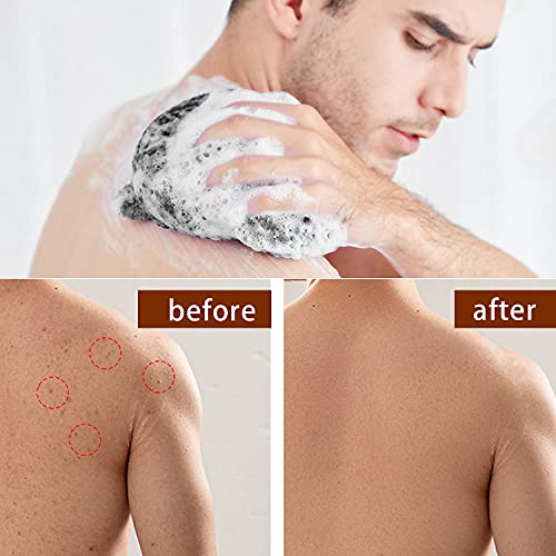 African Net Long Bath Net Sponge,JASSINS Bathing Body Exfoliating Shower Body Back Scrubber Skin Smoother,Stretch Length to 66 INCH (Black)