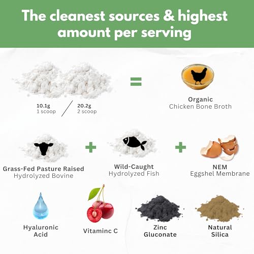 Collagen Peptides Powder with Vitamin C & Hyaluronic Acid - Organic Cleanest Sources & Super High Absorption - Hydrolyzed Multi Type I, II, III, V, X - Skin Hair Joint Supplement Made in USA