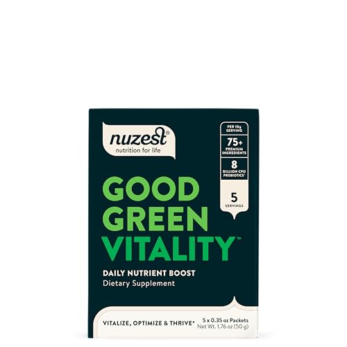 Nuzest Greens Powder Good Green Vitality – Vitamins, Minerals & Superfoods – Vegan Multivitamin Supplement 10g (Pack of 5)