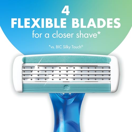 BIC Soleil Comfort 4-Blade Disposable Razors for Women Sensitive Skin Razor for a Smooth and Close Shave, 3 Piece Razor Set