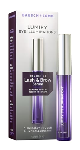 LUMIFY Eye Illuminations Lash & Brow Serum, Contains Peptides, Biotin & Hyaluronic Acid, Clinically Proven & Hypoallergenic, Contact Lens & Lash Extension Friendly, 3.8mL