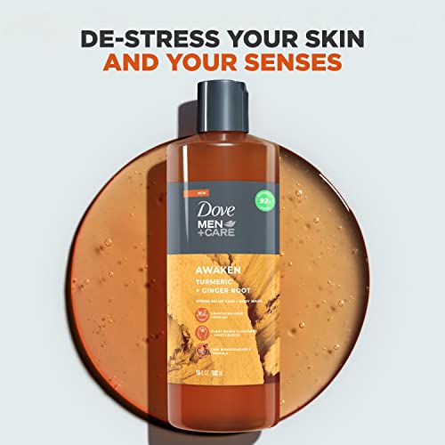 DOVE MEN + CARE Face + Body Wash For Men Awaken Turmeric + Ginger Root 18 oz 4 Count