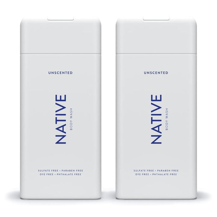 Native Body Wash for Men & Women, Seasonal | Sulfate, Paraben, and Dye Free, with Naturally Derived Clean Ingredients Leaving Skin Soft and Hydrating, Unscented 18 oz - 2 Pk