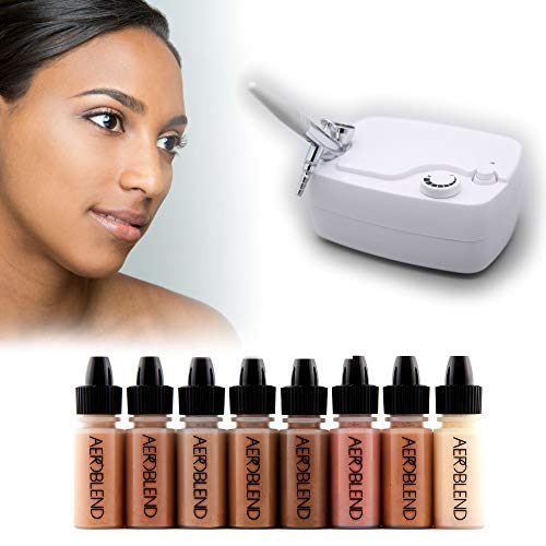 Aeroblend Airbrush Makeup Cosmetic Personal Starter Kit DARK / 5 Airbrush Foundation, Bronzer, Highlight, Blush