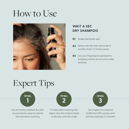 Arey Wait A Sec™ Dry Shampoo | Absorbs Oil & Adds Volume + Reduce the Signs of Aging Hair with Science-Backed Formula to Preserve Pigment | Non Aerosol Tinted Powder | Vegan, Cruelty-Free (0.53 oz)