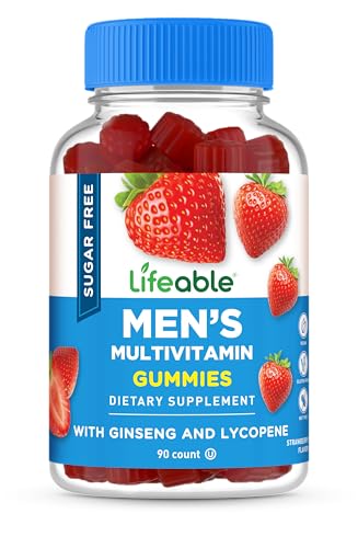 Lifeable Sugar Free Multivitamin for Men Gummies | VIT A, C, D, E, B1, B2, Niacin, B5, B6, Folate, B12, Biotin, Iodine, Zinc, Chromium, Ginseng, Lycopene, Inositol | Sugar Free Vitamins | 90 Gummies