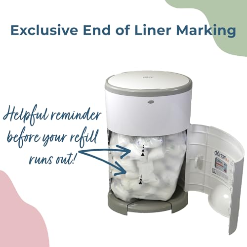 Diaper Dekor Classic Diaper Pail Biodegradable Refills | 4 Count | Most Economical Refill System | Quick & Easy to Replace | No Preset Bag Size Use Only What You Need | Exclusive End-of-Liner Marking