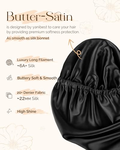 YANIBEST Long Bonnet Braid Bonnet for Sleeping Adjustable Satin Silk Bonnet for Braids Sleep Bonnet for Women Locs