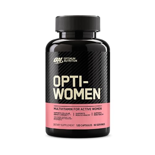 Optimum Nutrition Opti-Women, Vitamin C, Zinc and Vitamin D for Immune Support Womens Daily Multivitamin Supplement with Iron, Capsules, 120 Count
