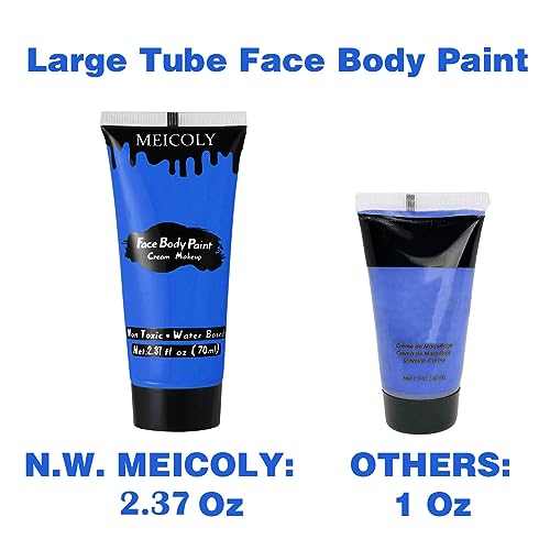 MEICOLY Cream Royal Blue Face Body Paint,2.37Oz Large Tube Water Based Full Body Paint for Adult and Kid,Single Tube Dark Blue Face Paint for Smurf Mystique Cosplay Avatar Makeup,Halloween SFX Makeup