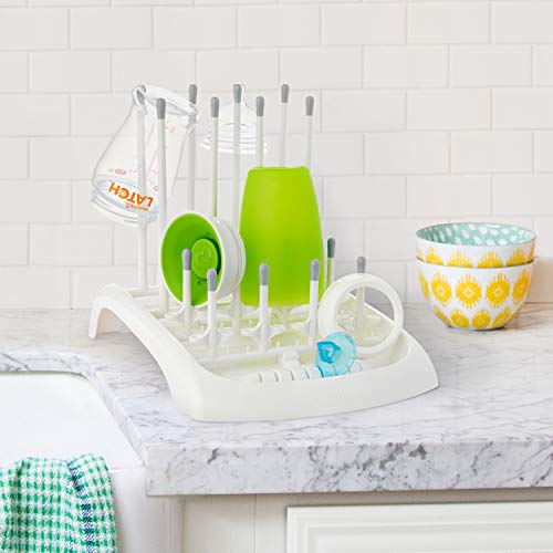 Munchkin Fold Baby Bottle Drying Rack - Compact Design Folds Flat for Easy Storage, White/Grey