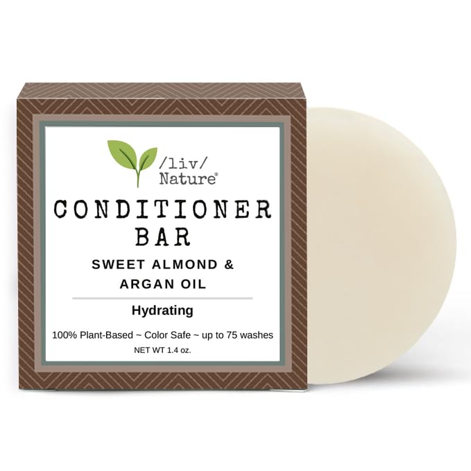 /liv/ Nature Conditioner Bar | Hydrating Conditioner Bar for Dry Hair | Argan Oil & Sweet Almond Oil | Travel Essential | USA 1-pk
