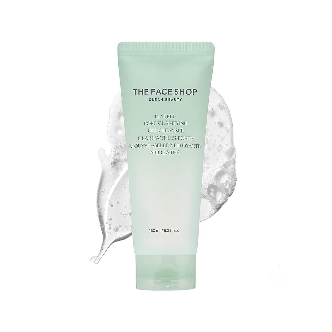 THE FACE SHOP Tea Tree Pore Clarifying Gel Cleanser | Gentle Facial Foam Cleanser for Acne-Prone Skin | Removes Excessive Sebum with Soothing Effect | 5.0 fl. Oz,K-Beauty