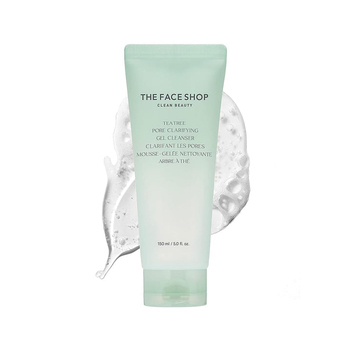 THE FACE SHOP Tea Tree Pore Clarifying Gel Cleanser | Gentle Facial Foam Cleanser for Acne-Prone Skin | Removes Excessive Sebum with Soothing Effect | 5.0 fl. Oz,K-Beauty