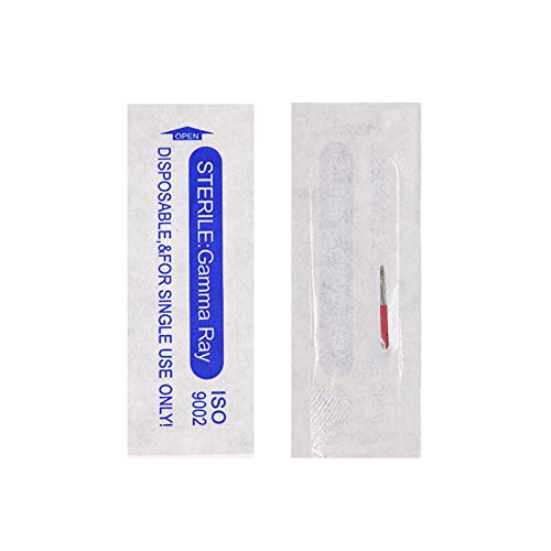 TcJ-Chen Semi-Permanent Makeup Round Microblade Needles Manual Fog Needle Eyebrow Tattoo Needle 4 Different Types R3 R5 R7 R21 Pack of 100