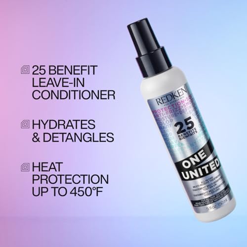 Redken One United Leave In Conditioner | Heat Protectant Spray for Blow Dry & Hair Styling | Multi-Benefit Hair Treatment | Detangles, Nourishes, & Smooths Frizz | For All Hair Types | Paraben Free