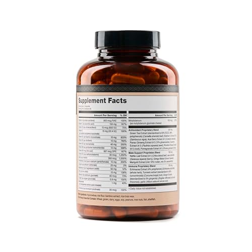 NatureWise Multivitamin for Men - Daily Male Support - Minerals & Herbs for Energy, Performance, Immunity - with Vitamin A, C, D, B-Complex - Soy & Gluten-Free, Non-GMO - 180 Capsules[3-Month Supply]