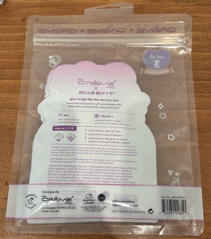 The Crème Shop x Hello Kitty Clear Cutie Printed Essence Sheet Mask, K Beauty Facial Mask (3pk)