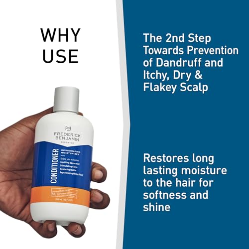 Frederick Benjamin Invigorating Conditioner, Paraben & Sulfate Free Mint Conditioner for Men with Dry Scalp, Natural Powerful Anti Dandruff Moisturizer for Curly Hair, 12oz