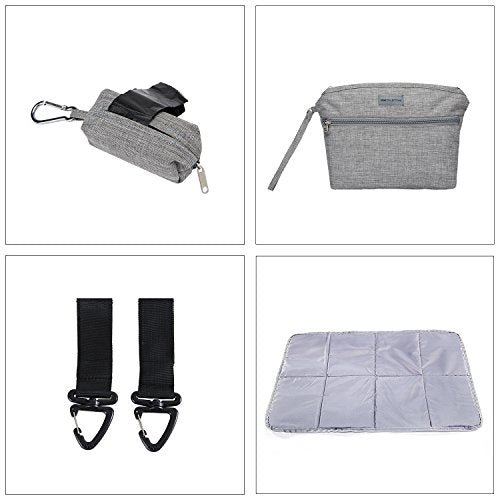 SoHo Kenneth Diaper Backpack 6Pc Set Tote Bag, Gray