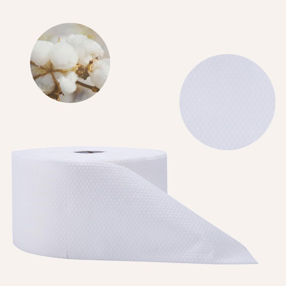 1 Roll White Non-woven Fabric Disposable Face Towel Soft Facial Towelette Makeup Remover Wet Dry Wipes Thick Comfortable Cotton Cosmetic Pads