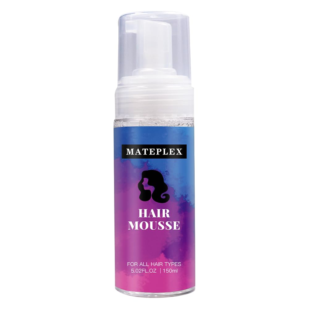MATEPLEX Foaming Hair Curl Mousse Made From Argan Oil Frizz Control Styling Mousse with Flexible Feel, Ideal for Curly Hair, Wig or Weave, with Brush 5.02 oz(150ml)