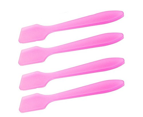 100PCS Facial Mask Spoon-Plastic Disposable Mini Cosmetic Spatula Scoop Face Mask DIY Accessories (Pink)
