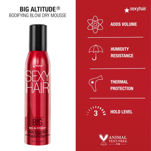 Sexy Hair Big Altitude Bodifying Blow Dry Mousse, 6.8 Ounce