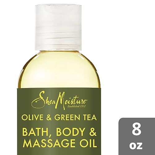 SheaMoisture Olive & Green Tea Bath, Body & Massage Oil 2-Pack – Avocado Oil, Anti-Aging & Ultra-Moisturizing for Dry Skin, 8 Oz Ea
