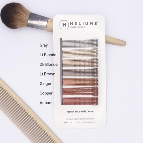 Heliums Bobby Pins - Metallic Matte Gray - 2 Inch Wavy Hair Pins, Color Matched for Grey and Silver Hair, 48 Count