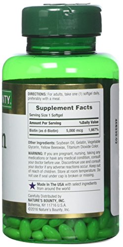 Nature's Bounty Biotin 5000 mcg, 60 Quick Dissolve Tablets (Pack of 2)