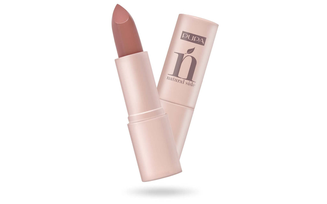 Pupa Milano Natural Side Lipstick - Pure Radiant Color - Comfortable and Moisturizing Formula - Highly Pigmented - Reveals Intense Color with a Radiant Finish - 001 Natural Nude - 0.14 Oz