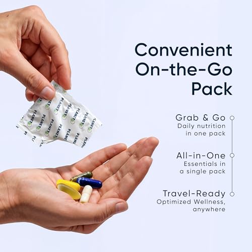 Planet 3 Vitamin Packs, Daily Vitamins for Immune, Energy, Heart & Vision Support | Multivitamins, Vitamin D, Probiotics, Omega 3, Methyl B12 | Core Supplements for Women and Men | 30 Daily Packs