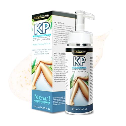 GOLDEN NUTRITION Smoothing & Hydrating KP Lotion, Exfoliating Moisturizer for Rough, Bumpy Skin, AHA & BHA Formula for Keratosis Pilaris 6.76 fl oz