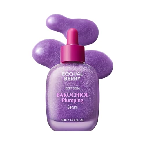 EQQUALBERRY Bakuchiol Plumping Serum – Pore and Wrinkle Minimizer with Bakuchiol | Retinol Alternative for Sensitive Skin | Enhances Firmness and Elasticity with Ceramide and Peptides, 1.01oz / 30ml