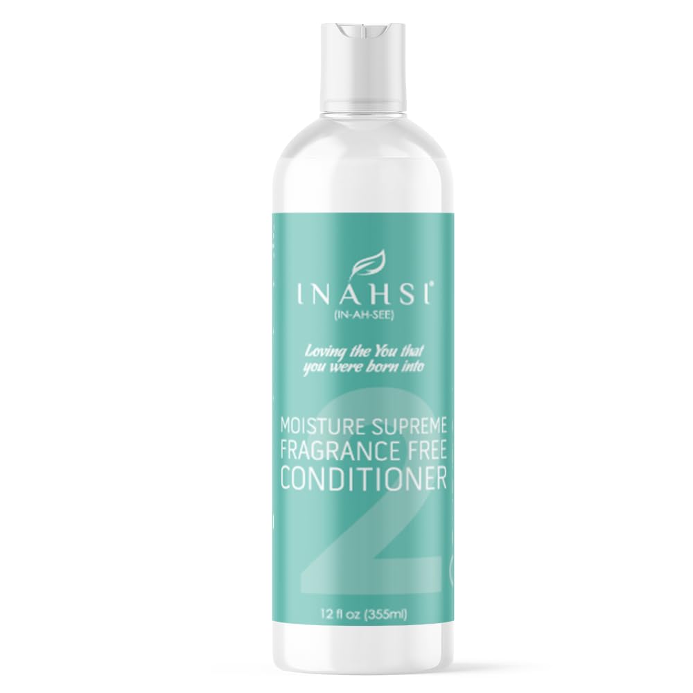 Inahsi Moisture Supreme Fragrance Free Conditioner | For Men, Women, or Kids With Curly Hair | Products for Naturally Curly Hair 12 oz | Made in the USA