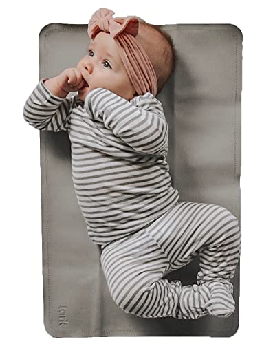 Vegan Leather Baby Changing Mat by Lark Baby Goods - Waterproof Wipeable Portable Diaper Pad - Foldable for Travel (14 x 22 in) - Grey