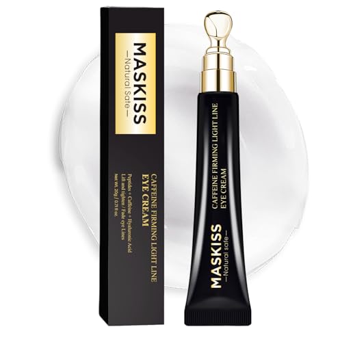 Maskiss Under Eye Cream for Wrinkles, Skin Renewing Eye Cream With Peptides + Caffeine for Dark Circles and Puffiness, Anti Aging, Reduce Fine Lines and Under EyeBags, Fragrance Free