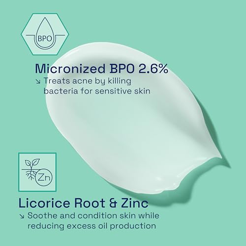 Cetaphil Gentle Clear Complexion-Clearing BPO Acne Cleanser with 2.6% Benzoyl Peroxide, Creamy and Soothing for Sensitive Skin, Suitable for All Skin Types, 4.2oz