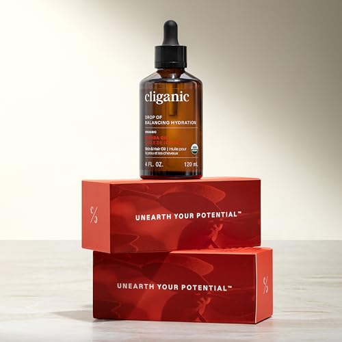 Cliganic Organic Jojoba Oil, 100% Pure (4oz) | Moisturizing Oil for Face, Hair, Skin & Nails | Natural Cold Pressed Hexane Free | Base Carrier Oil (Packaging May Vary)