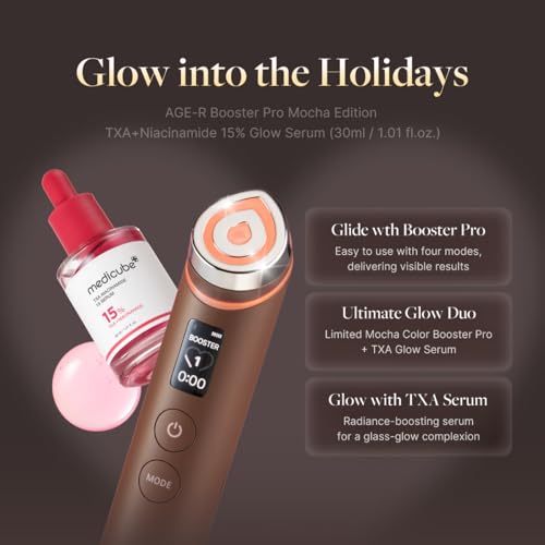 medicube Booster Pro Holiday Gift Set, Amazon Exclusive | Limited Mocha Booster Pro + TXA Niacinamide Serum | Gift for Women & Men | Perfect for Holiday Gifting & Self Care | Korean Skin Care Kit
