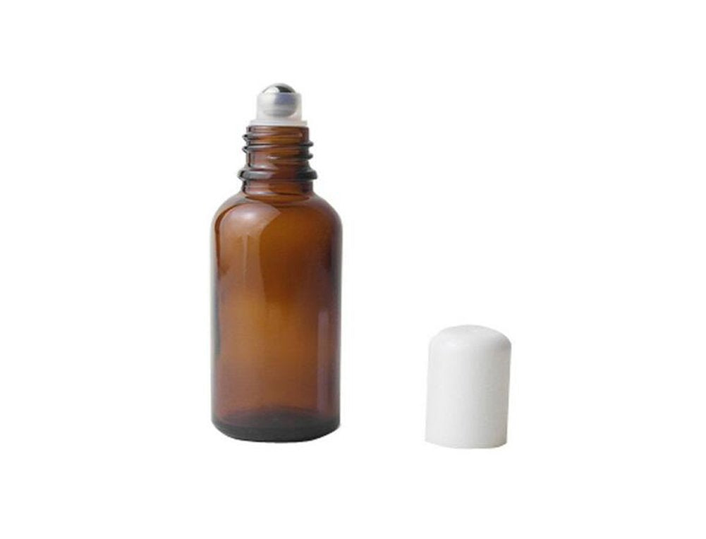 30ml/ 1oz : 3PCS 5ml/10ml/20ml/30ml Empty Amber Glass Roll-on Bottles with Stainless Steel Roller Balls and White Cap for Essential Oil Perfumes Lip Balms Attar Container (30ml/ 1oz)