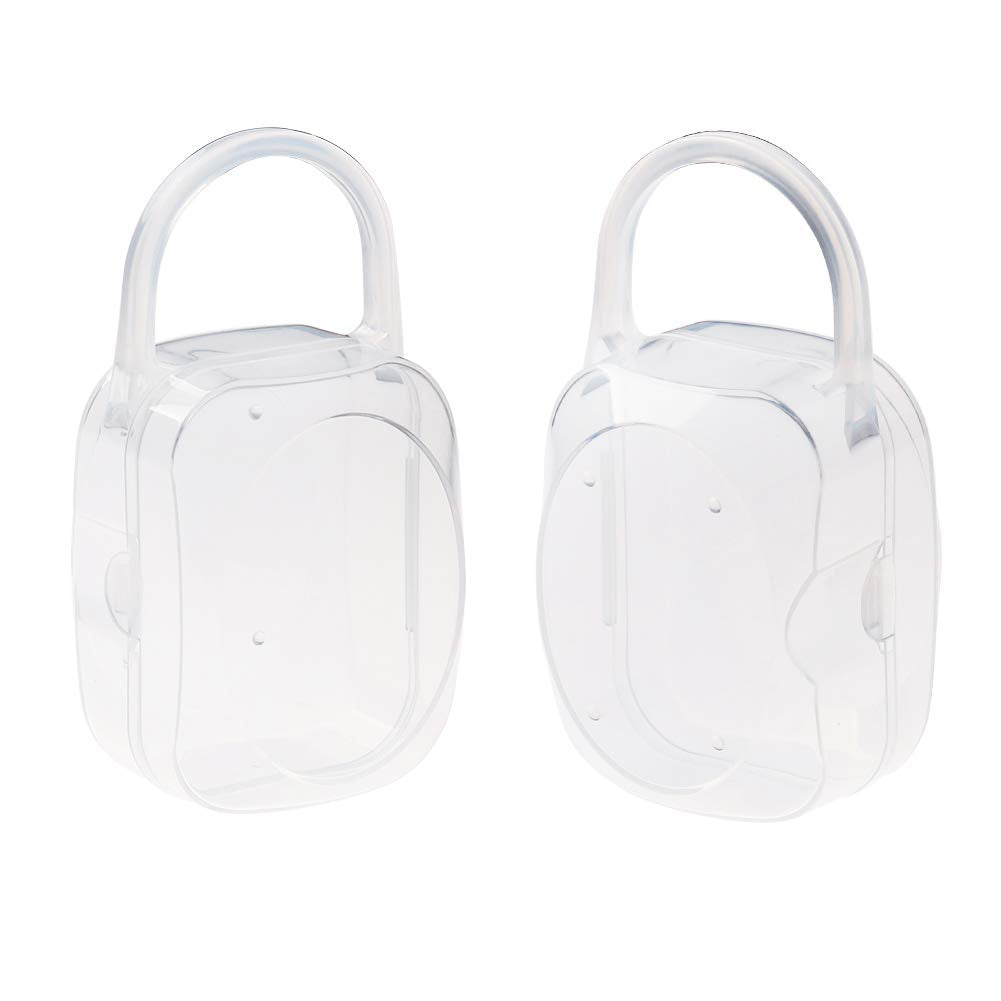 Accmor Pacifier Case, Pacifier Holder Case with Handle, BPA Free Universal Pacifier Container Box for Travel, Transparent, 2 Pack