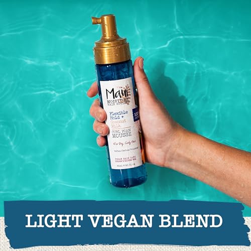 Maui Moisture Flexible Hold + Coconut Milk Curl Foam Mousse, for Curly Hair Styling, No Drying Alcohols, Parabens or Silicone, 8.5oz